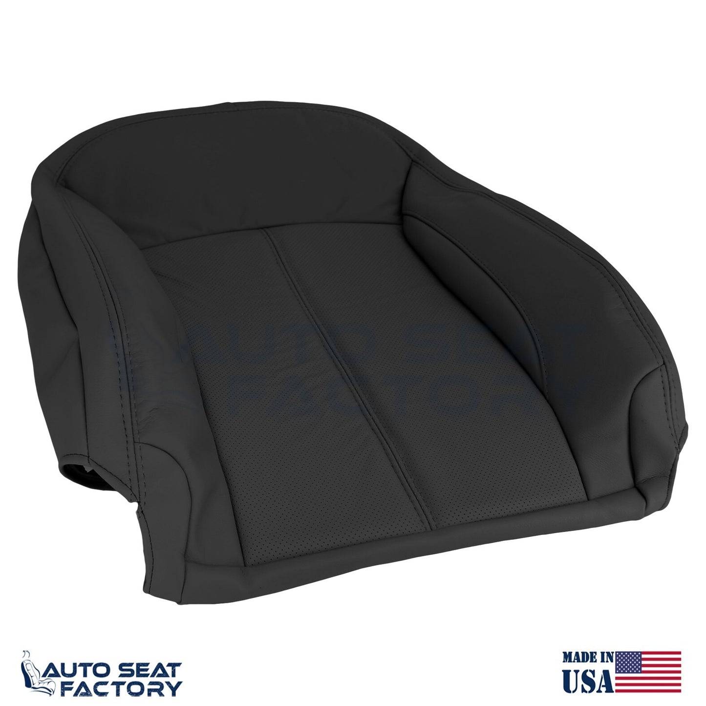 Fits 2010 - 2013 Buick LaCrosse RIGHT Top & Bottom Blk Vinyl Seat Covers, Perf. - OEM-Style Replacement Seat Cover