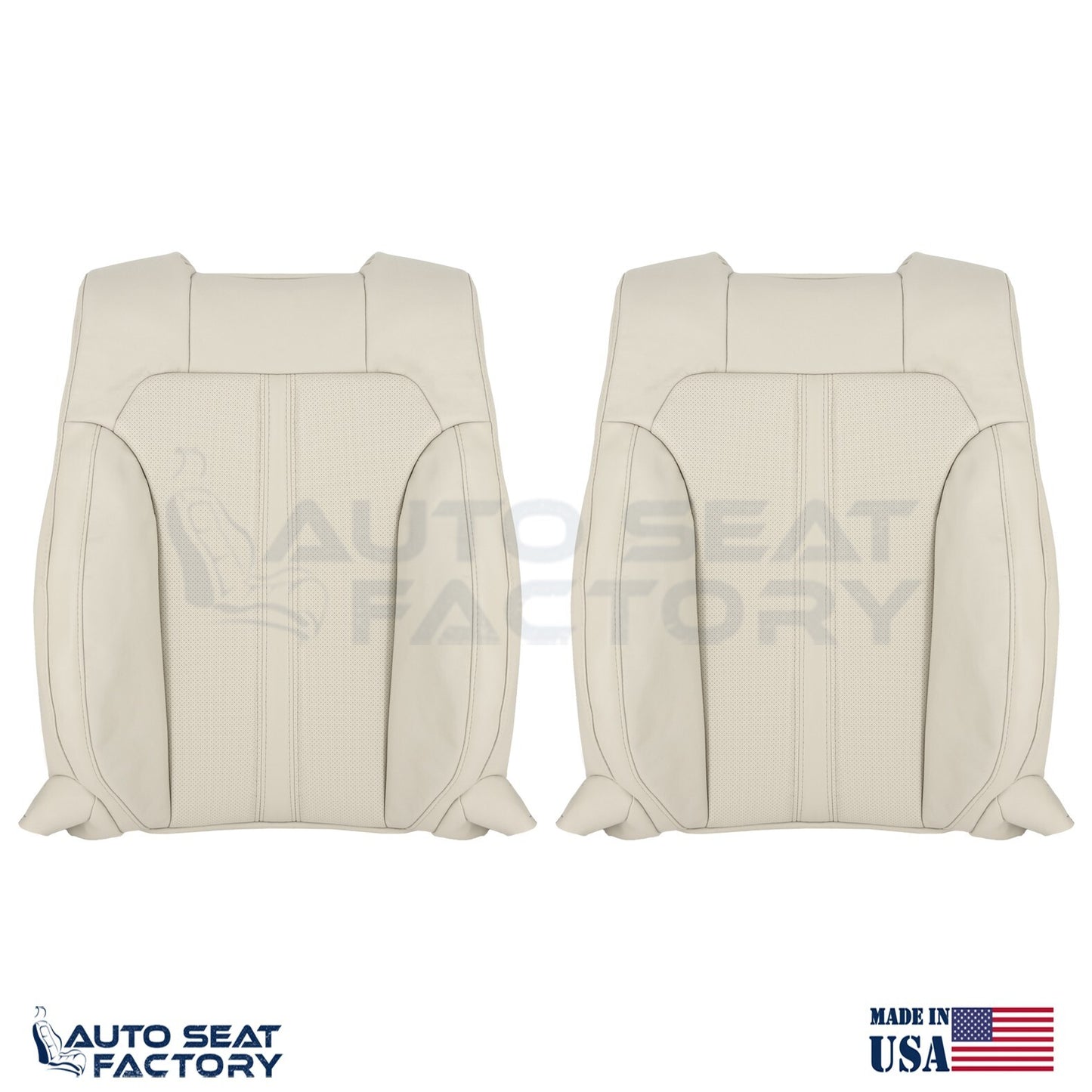 Fits 2009 -2012 Lincoln MKS Front Top Lt Camel Vinyl Seat Covers, Perforated 2PC - OEM-Style Replacement Seat Cover