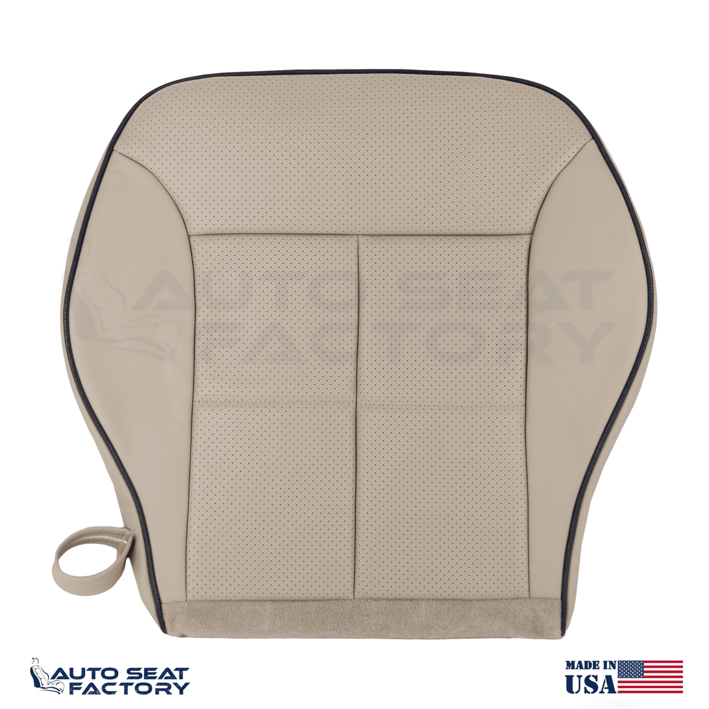 Fits 2007 - 2010 Lincoln MKX Driver Bottom Lt Camel Leather Seat Cover + Piping - OEM-Style Replacement Seat Cover