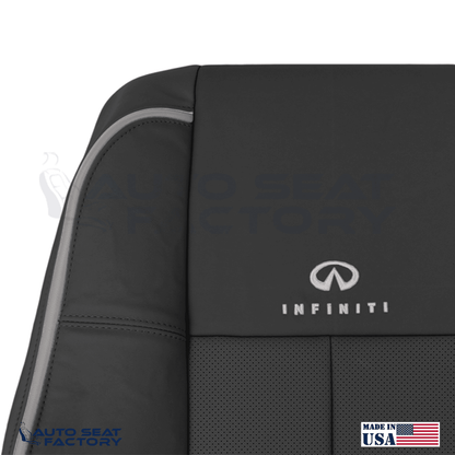 Fits 2006 - 2010 Infiniti M45 M35 Driver Top Black Leather Seat Cover, Perf. - OEM-Style Replacement Seat Cover