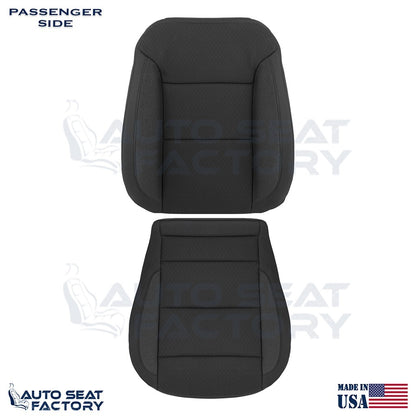 2019 - 2023 Chevy Silverado Driver Top & Bottom Black Cloth Seat Covers (Square) - OEM-Style Replacement Seat Cover