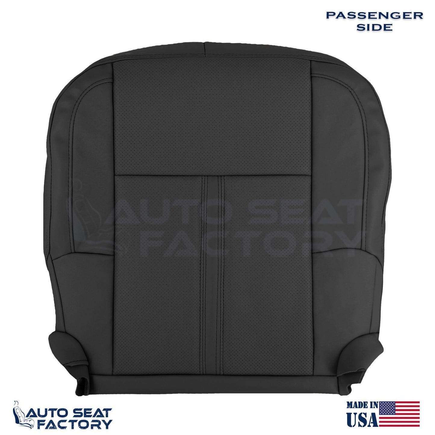 Fits 2009 - 2012 Lincoln MKS Bottom PASSENGER Black Vinyl Seat Cover, Perforated - OEM-Style Replacement Seat Cover
