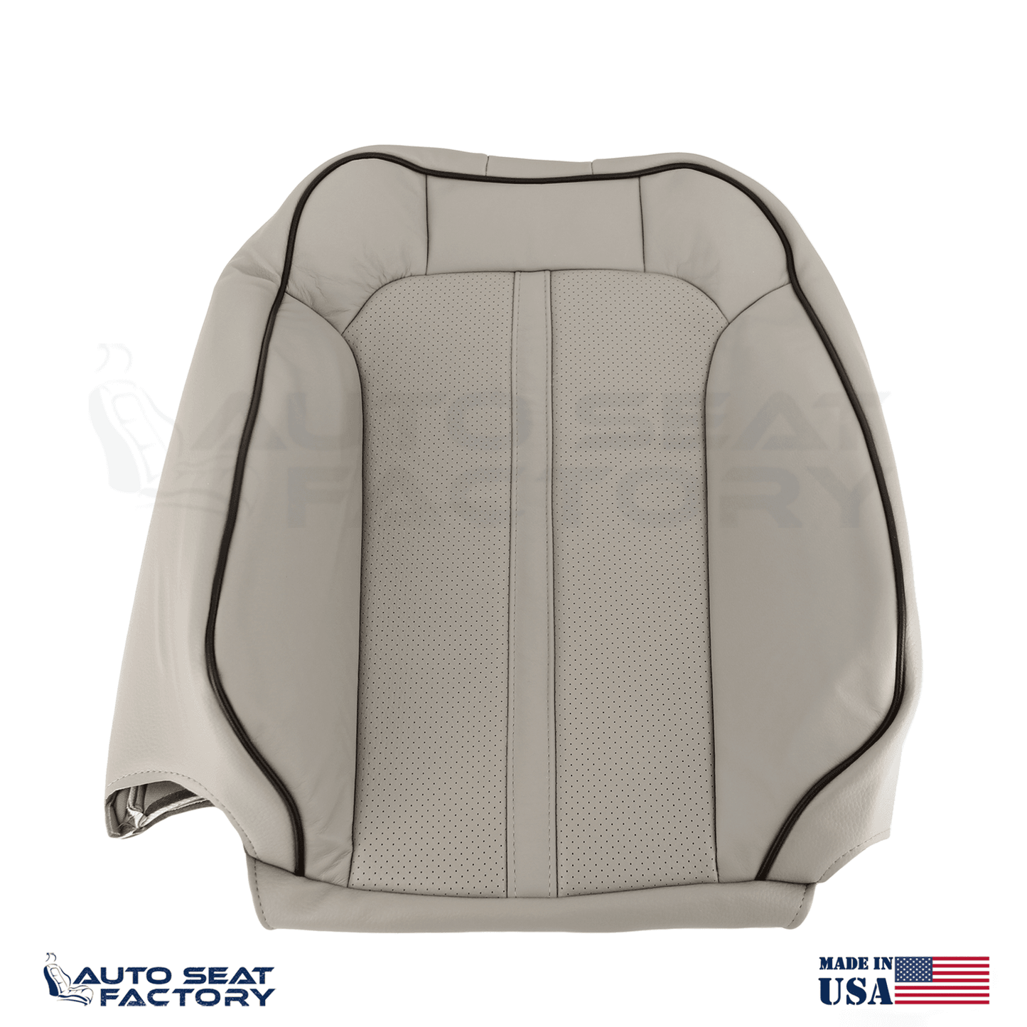 2011 - 2015 Lincoln MKX Driver Side Top Gray Leather Seat Cover, Perforated - OEM-Style Replacement Seat Cover
