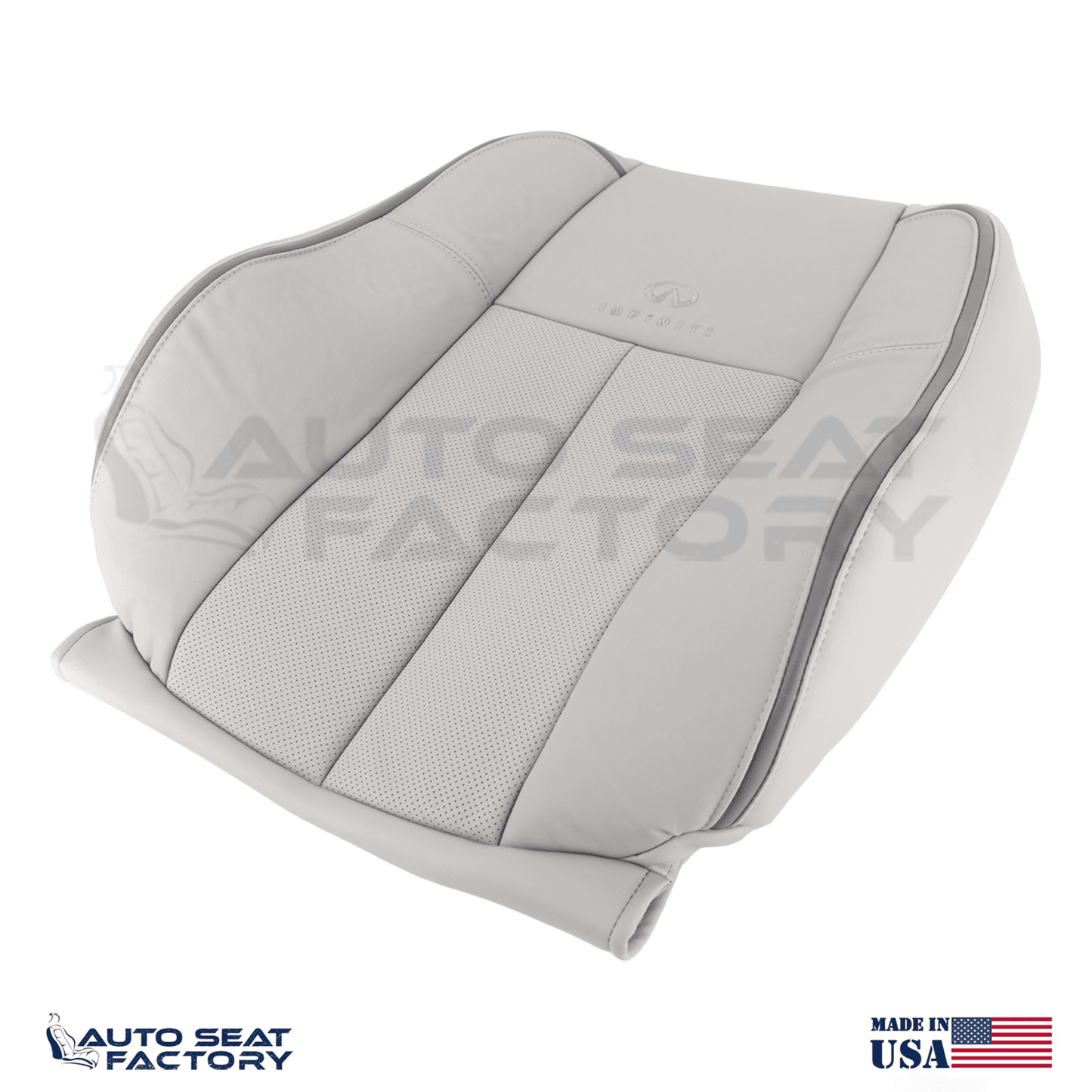 2006 - 2010 Fits Infiniti M45 M35 PASSENGER Top Gray Leather Seat Cover, Perf. - OEM-Style Replacement Seat Cover