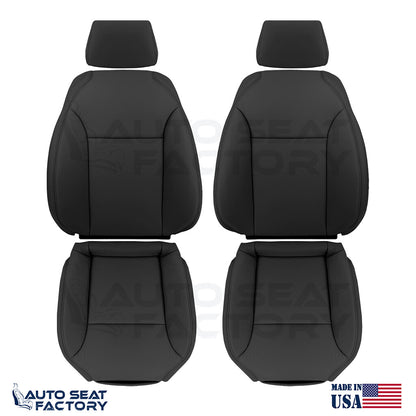 Fits 2004 - 2009 Saab 9-3 CONVERTIBLE Driver Passenger Black Vinyl Seat Covers - OEM-Style Replacement Seat Cover