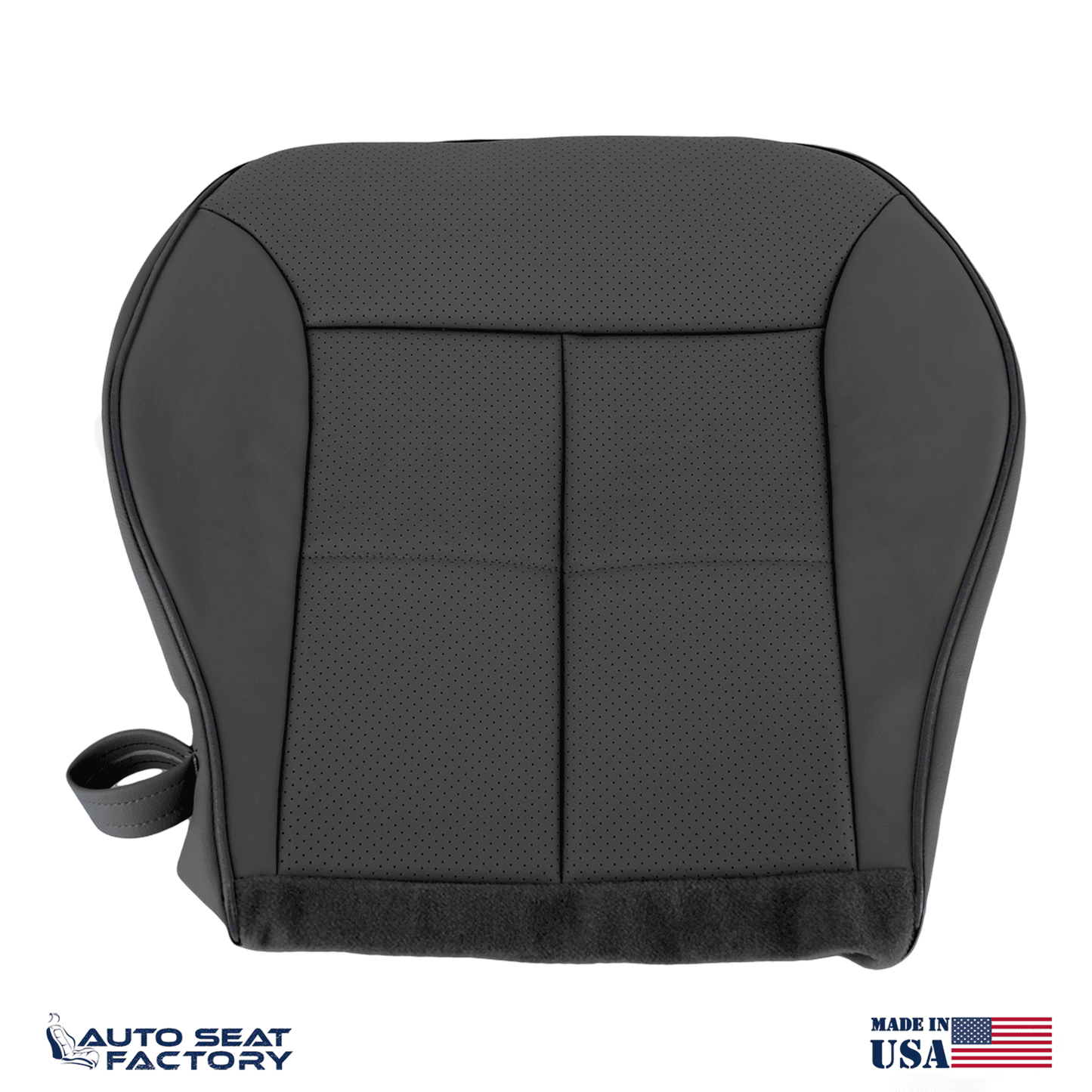 Fits 2007 - 2010 Lincoln MKX Perf FRONT Bottom Black Leather Seat Cover + Piping - OEM-Style Replacement Seat Cover