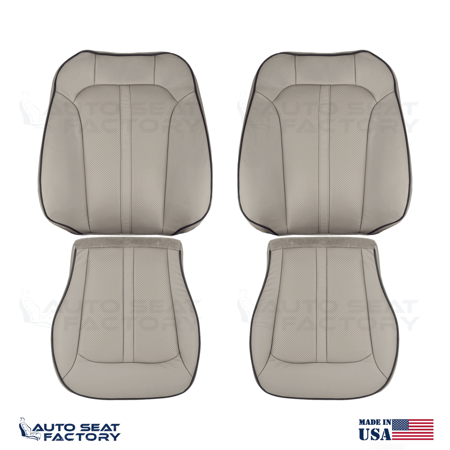 2011 - 2015 Fits Lincoln MKX Med Light Stone Leather Seat Covers Perforated - OEM-Style Replacement Seat Cover
