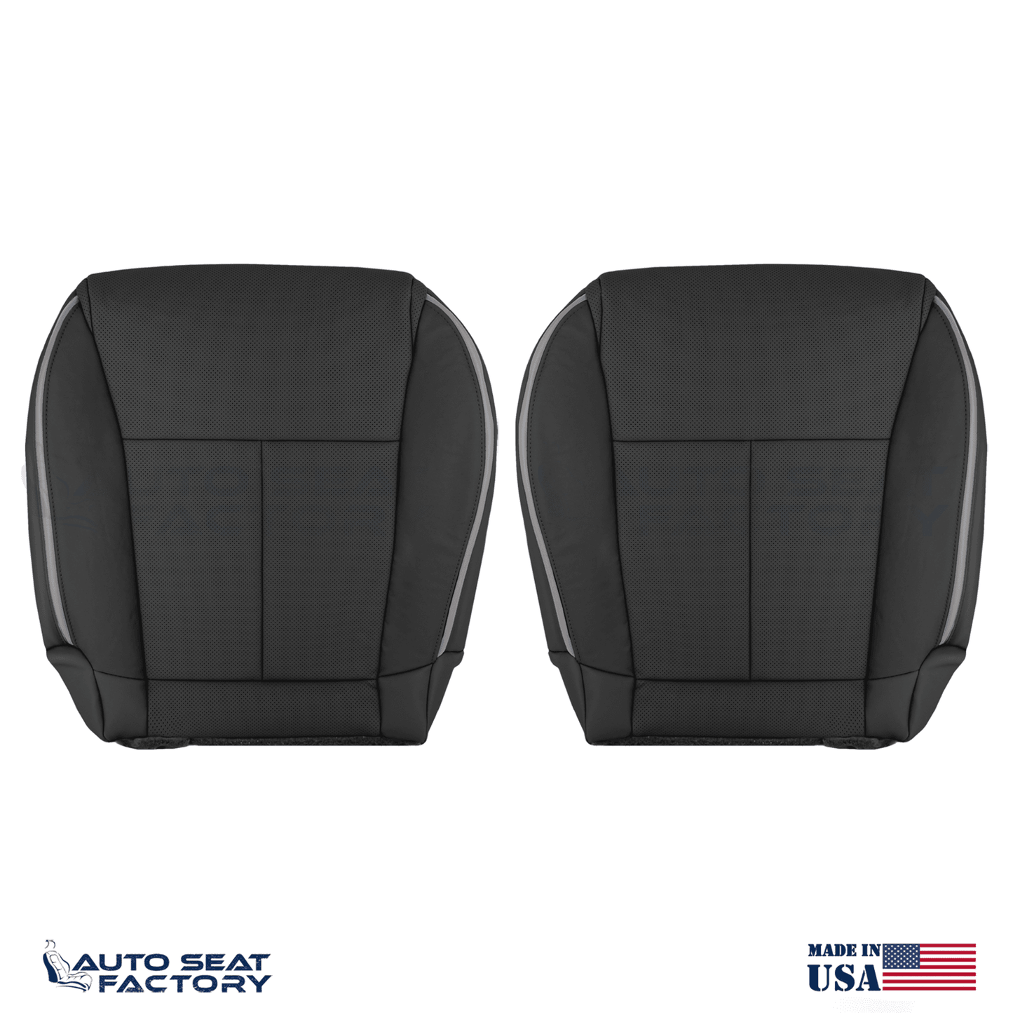 2006 - 2010 Fits Infiniti M45 M35 Front Bottom Black Leather Seat Covers, Perf. - OEM-Style Replacement Seat Cover