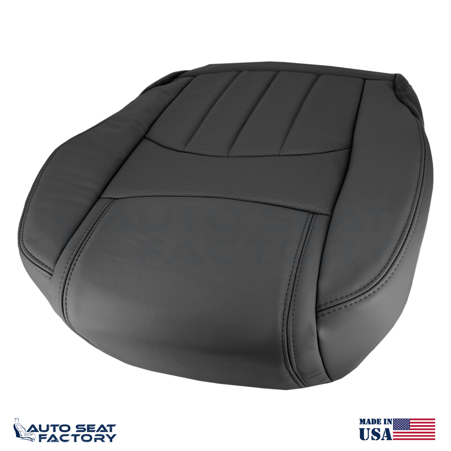 Fits 2013 - 2017 GMC Acadia Perforated Driver Bottom Black Vinyl Seat Cover - OEM-Style Replacement Seat Cover