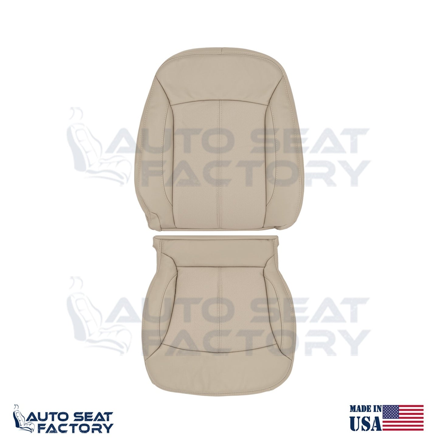 Fits 2010 - 2013 Buick LaCrosse RIGHT Top & Bottom Tan Vinyl Seat Covers, Perf. - OEM-Style Replacement Seat Cover