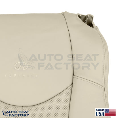 2009 - 2013 Fits Infiniti G37 Coupe Driver Top Bottom Tan Vinyl Seat Cover, Perf - OEM-Style Replacement Seat Cover