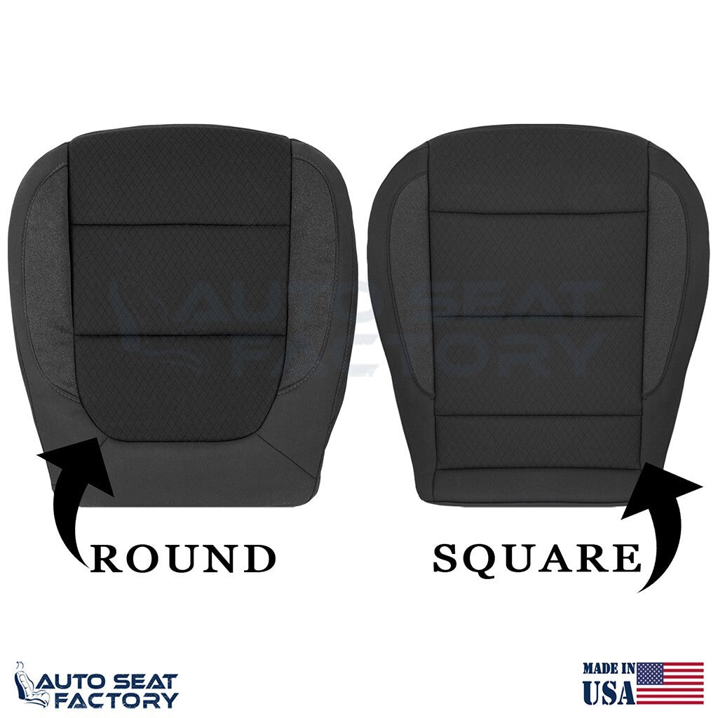 2019 -2023 GMC Sierra Driver & Passenger Bottom Black Cloth Seat Covers (Square) - OEM-Style Replacement Seat Cover