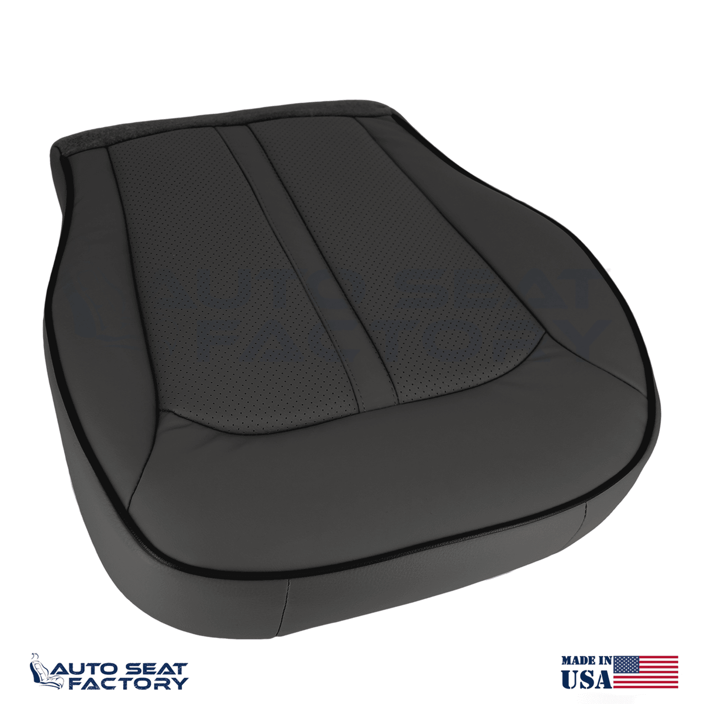 2011 - 2015 Lincoln MKX Perforated Driver Top & Bottom Black Vinyl Seat Covers - OEM-Style Replacement Seat Cover