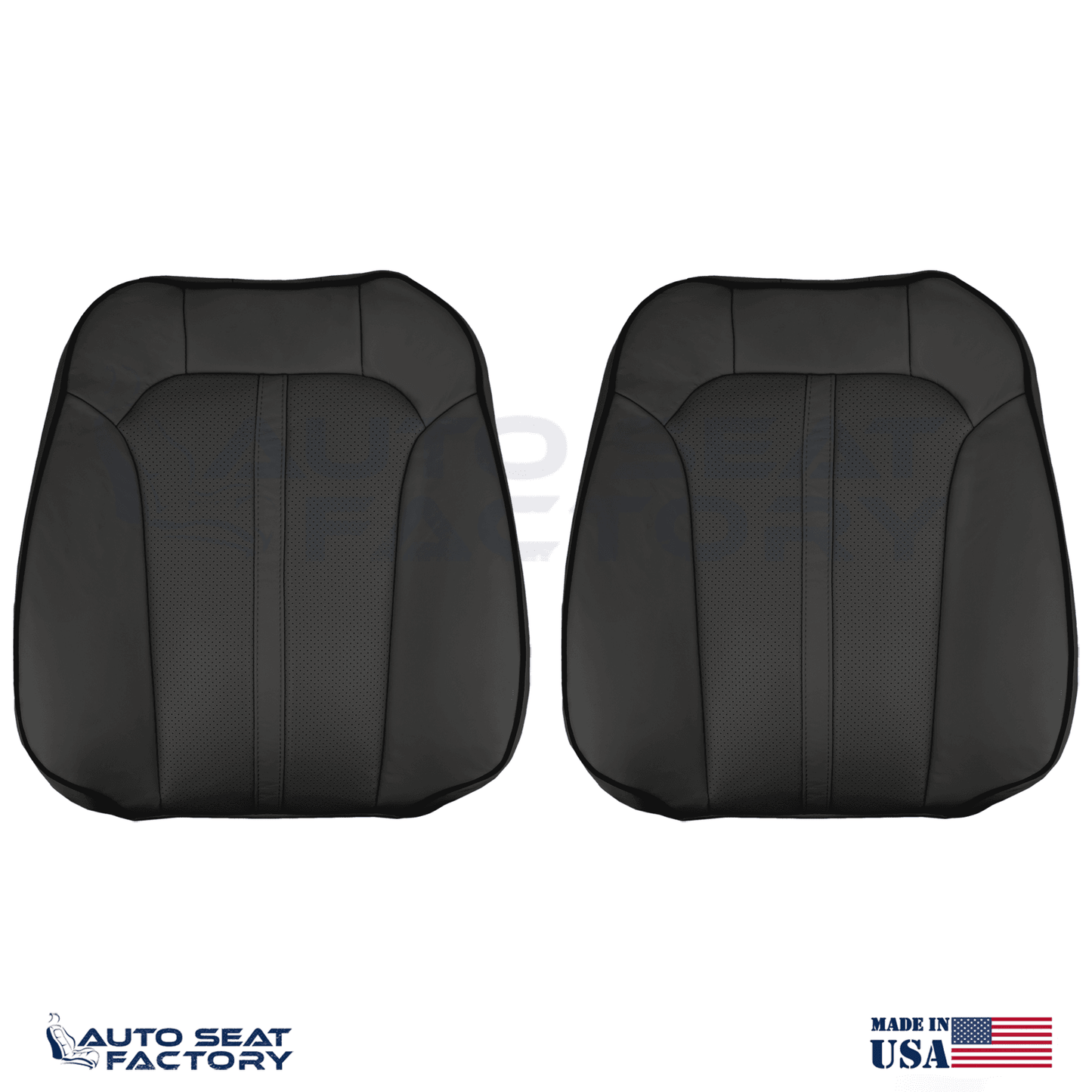 2011 - 2015 Lincoln MKX Perforated Left & Right Top Black Vinyl Seat Covers - OEM-Style Replacement Seat Cover
