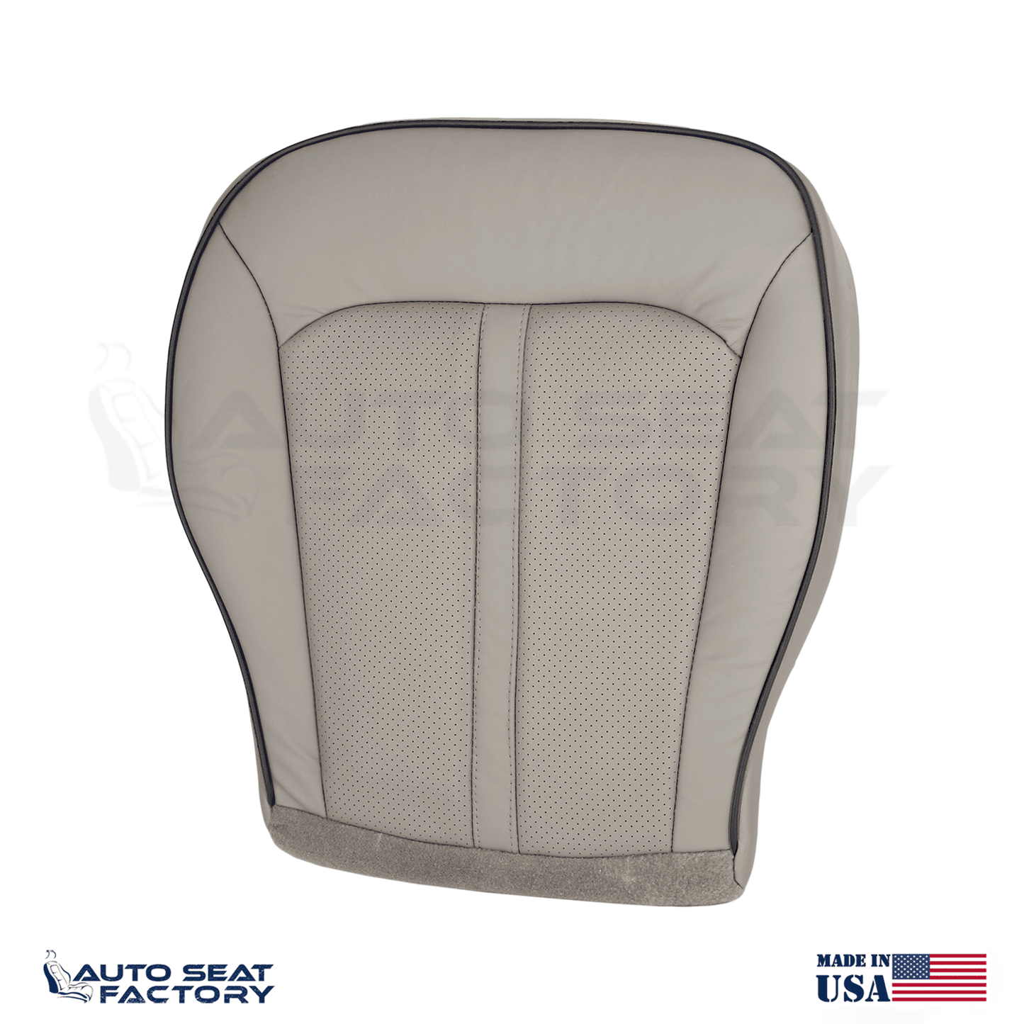 2011 -2015 Lincoln MKX Left & Right Bottom Gray Leather Seat Covers, Perforated - OEM-Style Replacement Seat Cover