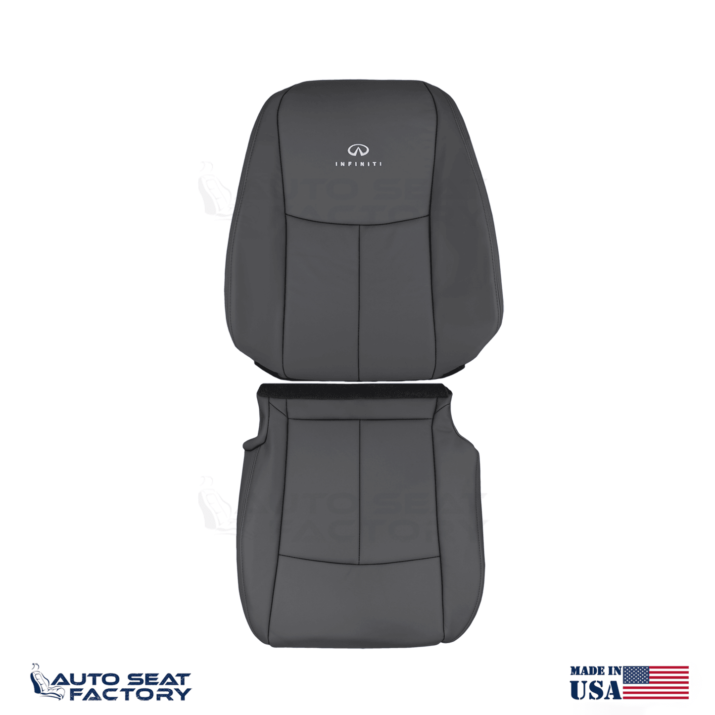 2014 - 2020 Fits Infiniti Q50 Driver Black Vinyl SOLID Seat Covers 2PCS - OEM-Style Replacement Seat Cover