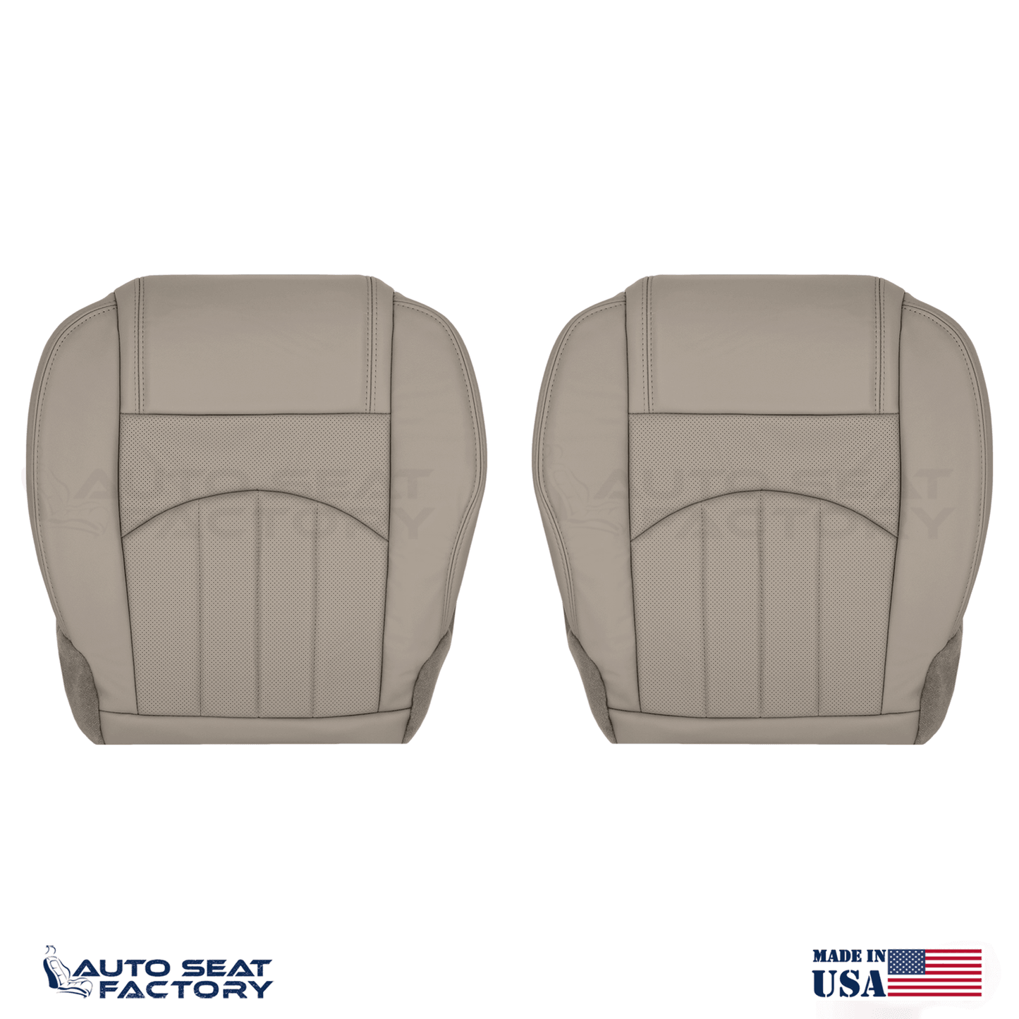 Fits 2013 - 2017 GMC Acadia Perforated Left & Right Bottom Dune Vinyl Seat Cover - OEM-Style Replacement Seat Cover