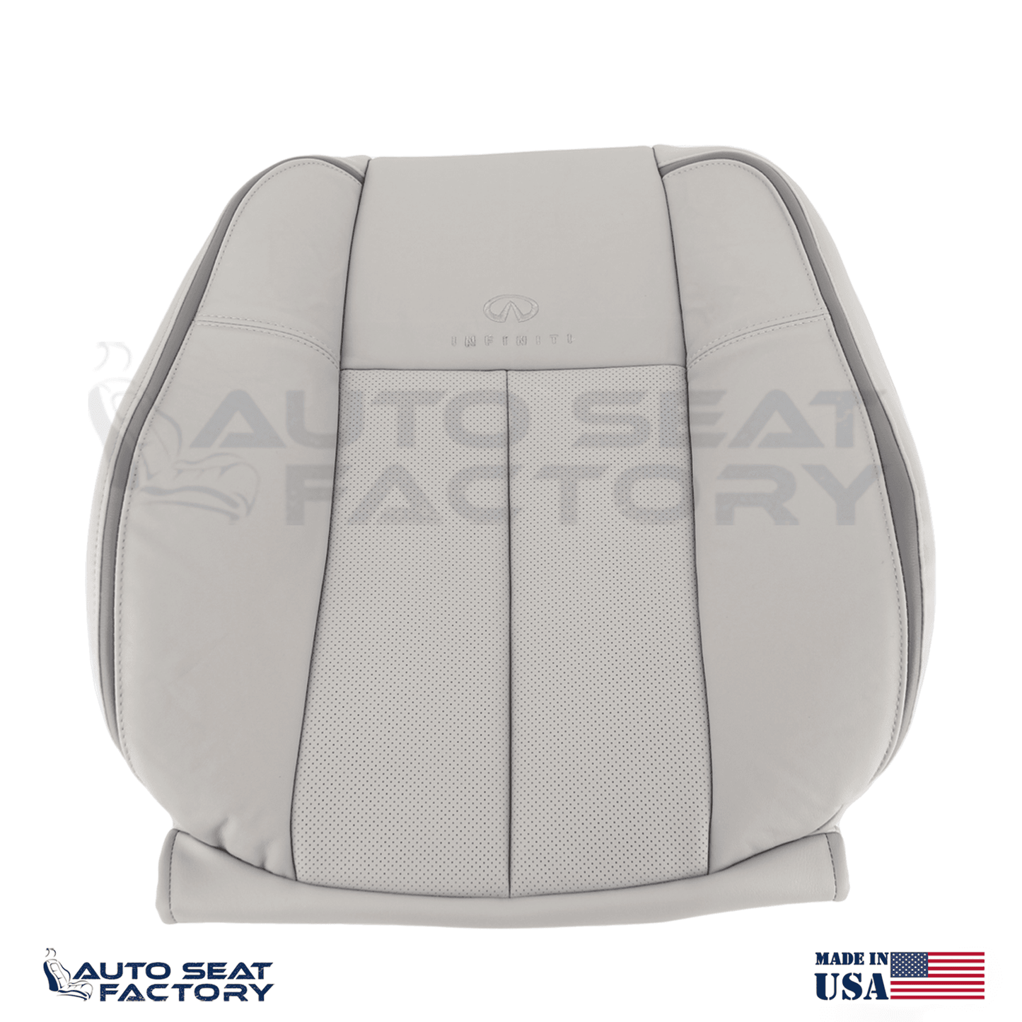 Fits 2006 2007 2009 Infiniti M45 M35 Driver Top Gray Leather Seat Cover, Perf. - OEM-Style Replacement Seat Cover
