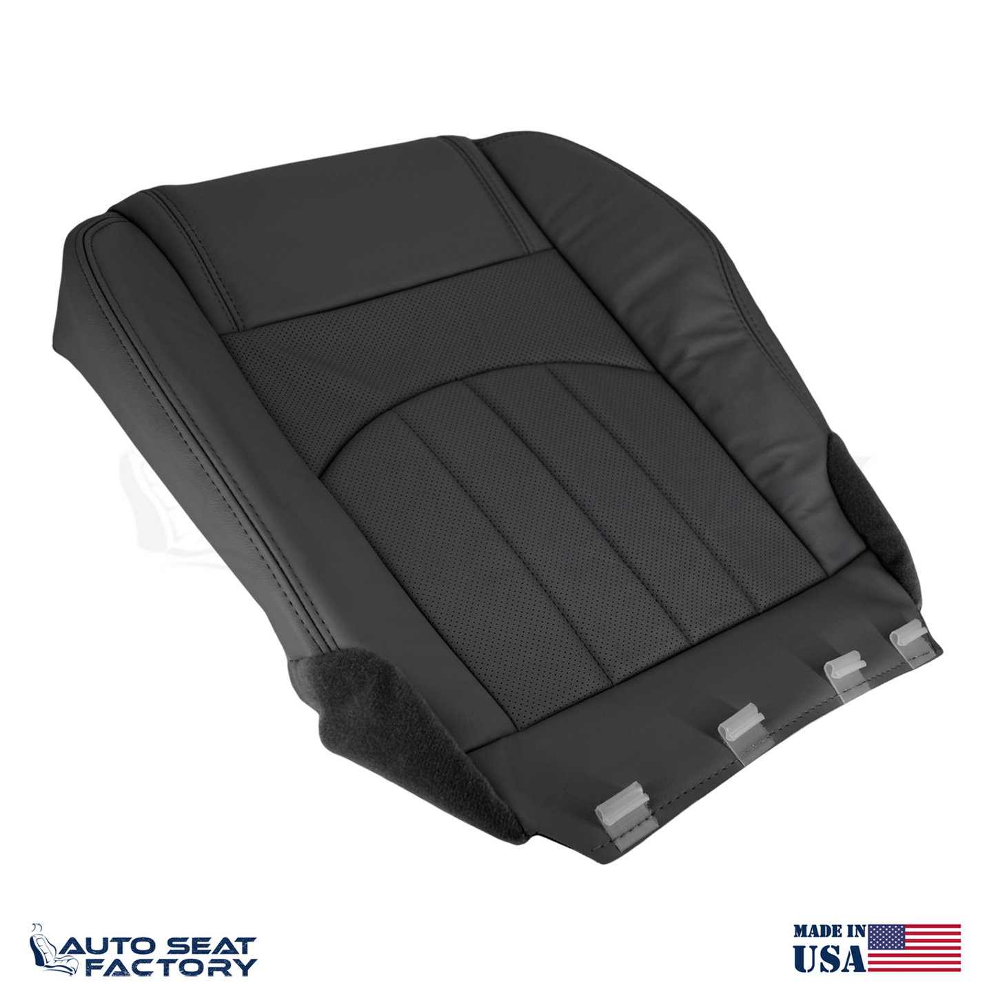 Fits 2013 - 2017 GMC Acadia Perforated Driver Bottom Black Vinyl Seat Cover - OEM-Style Replacement Seat Cover