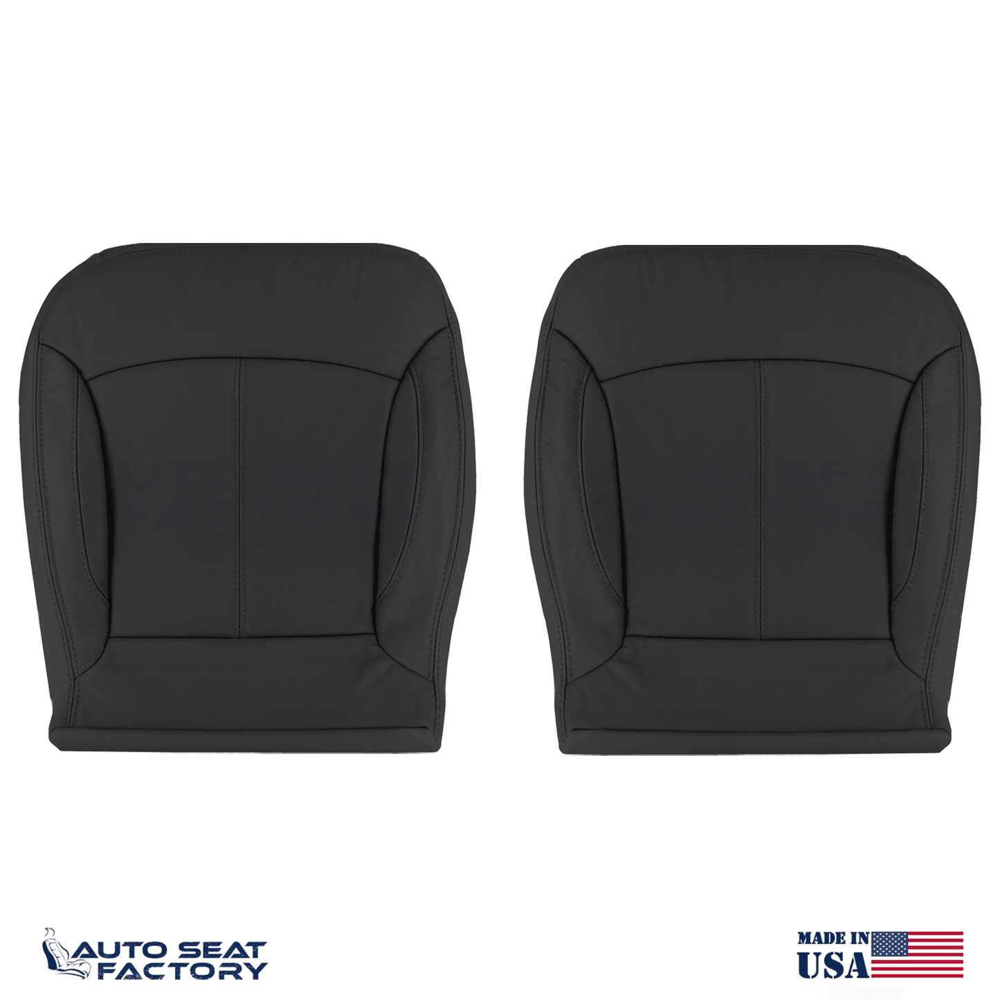 For 2010 - 2013 Buick LaCrosse Left & Right Bottom SOLID Blk Leather Seat Covers - OEM-Style Replacement Seat Cover