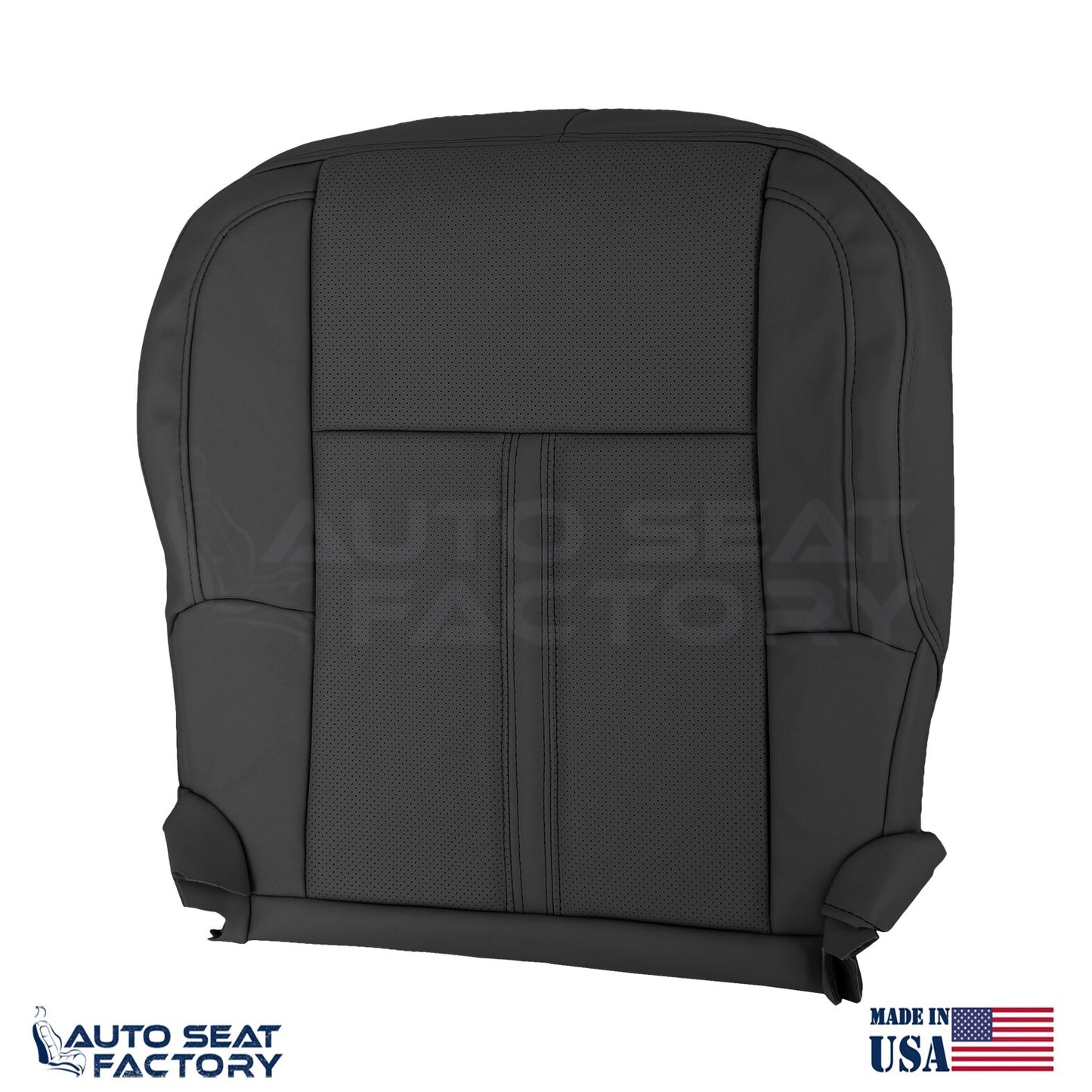 Fits 2009 -2012 Lincoln MKS Front Bottom Black Vinyl Seat Covers, Perforated 2PC - OEM-Style Replacement Seat Cover