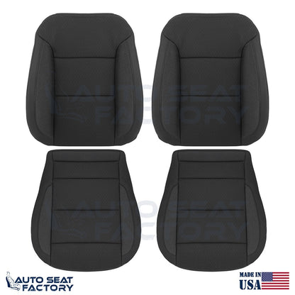 2019 - 2023 GMC Sierra Driver & Passenger Black Cloth Seat Covers (Square) - OEM-Style Replacement Seat Cover