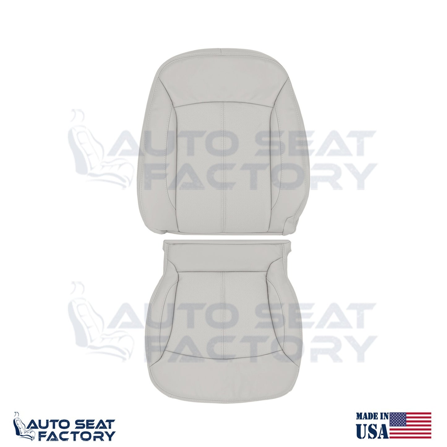 Fits 2010 -2013 Buick LaCrosse Driver Top & Bottom Gray Leather Seat Covers Perf - OEM-Style Replacement Seat Cover