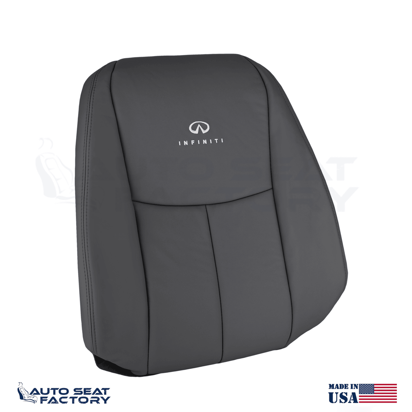 2014 - 2020 Fits Infiniti Q50 PASSENGER Black Leather SOLID Seat Covers 2PCS - OEM-Style Replacement Seat Cover
