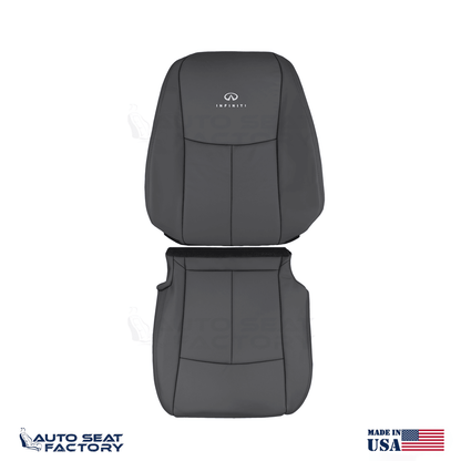 2014 - 2020 Fits Infiniti Q50 PASSENGER Black Leather SOLID Seat Covers 2PCS - OEM-Style Replacement Seat Cover