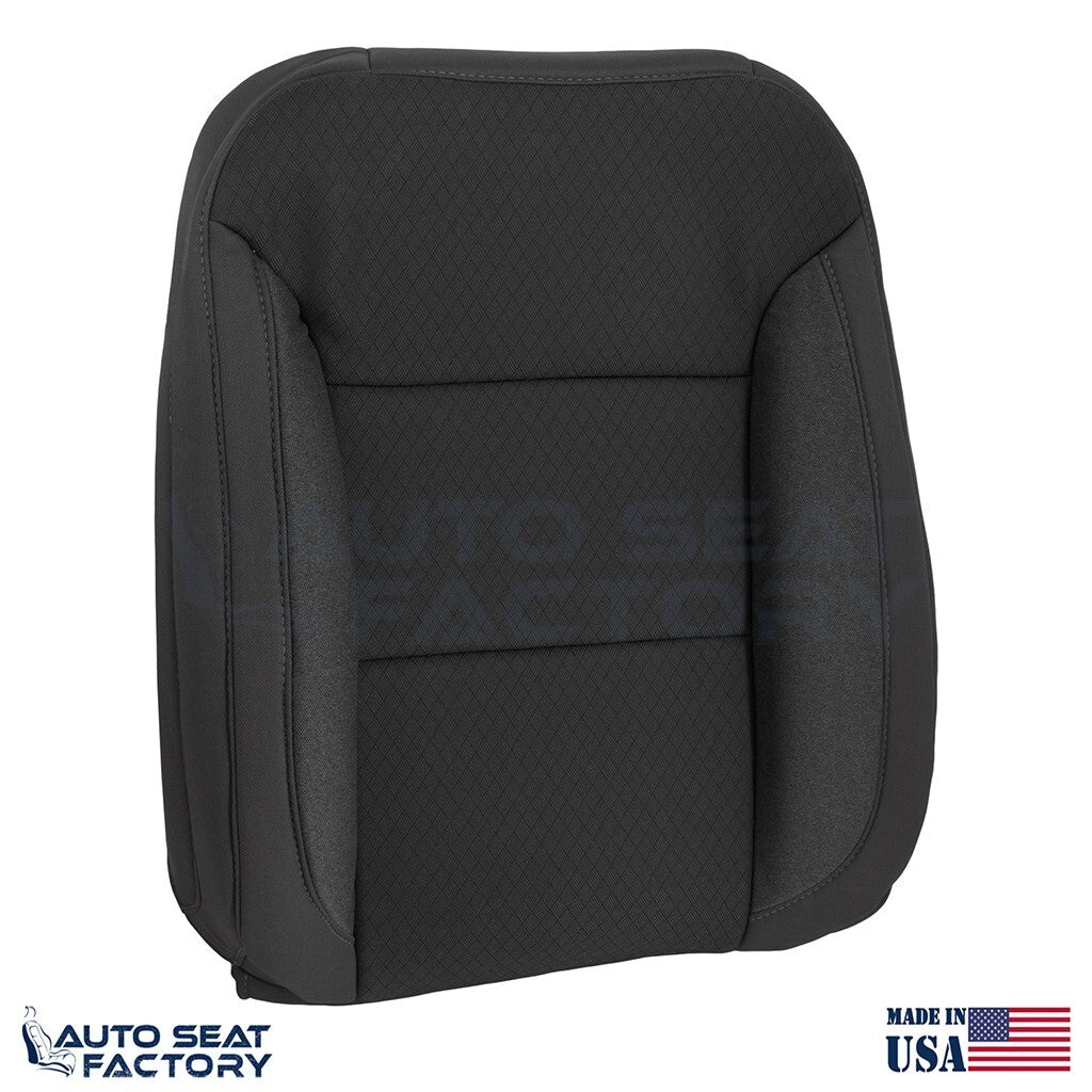 2019 - 2023 Chevy Silverado Driver Top & Bottom Black Cloth Seat Covers (Square) - OEM-Style Replacement Seat Cover