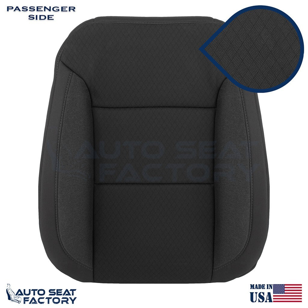 2019 - 2023 GMC Sierra PASSENGER Top & Bottom Black Cloth Seat Covers (Square) - OEM-Style Replacement Seat Cover