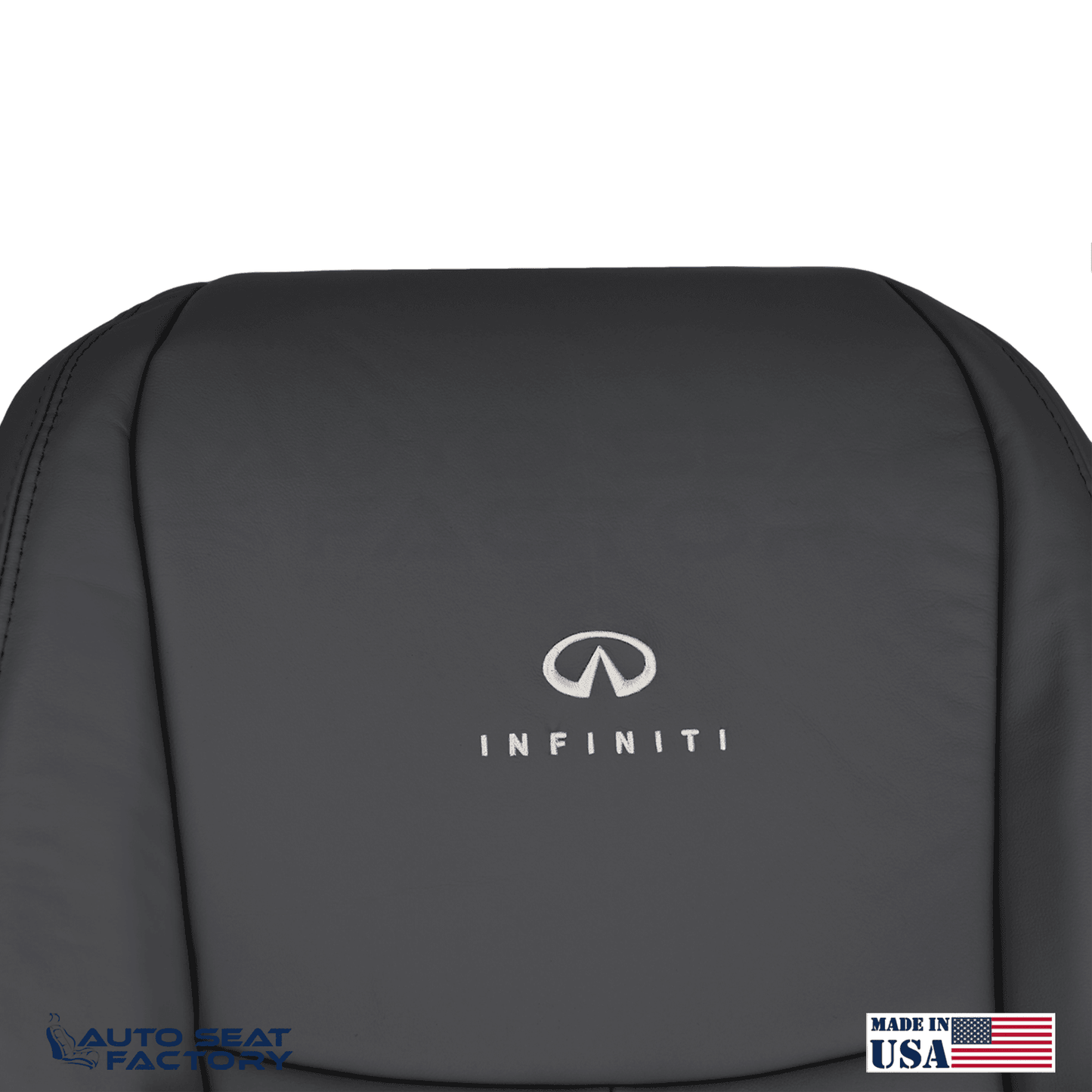 2014 - 2020 Fits Infiniti Q50 PASSENGER Top Black Leather SOLID Seat Cover - OEM-Style Replacement Seat Cover