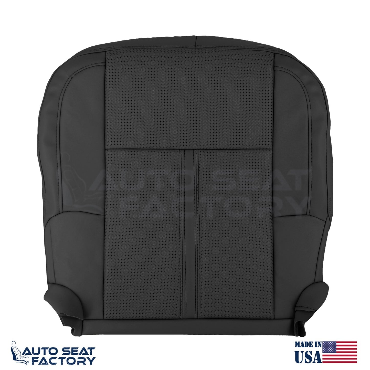 Fits 2009 -2012 Lincoln MKS Front Bottom Black Vinyl Seat Covers, Perforated 2PC - OEM-Style Replacement Seat Cover