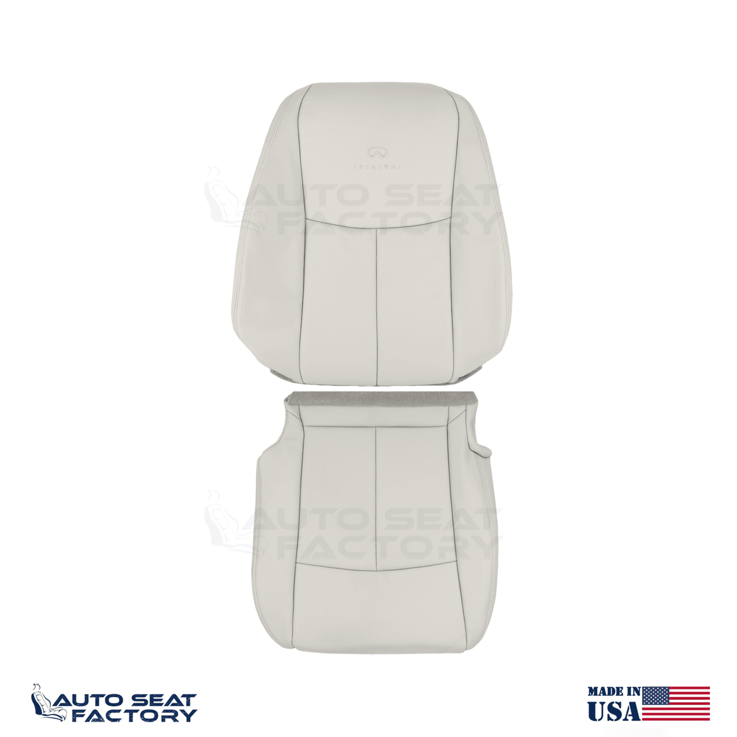 2014 - 2020 Fits Infiniti Q50 RIGHT Top & Bottom Gray Leather SOLID Seat Covers - OEM-Style Replacement Seat Cover