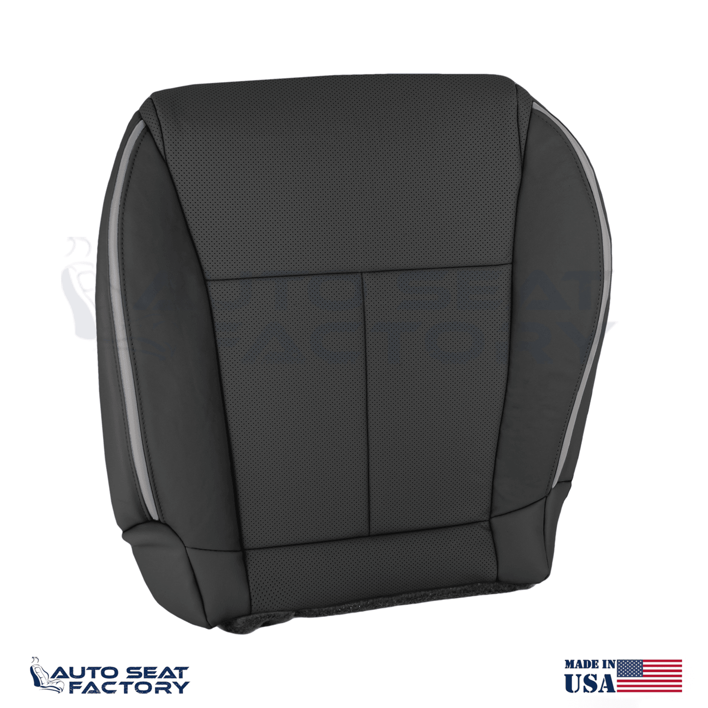 2006 - 2010 Fits Infiniti M45 M35 Driver Black Leather Seat Covers, Perf. 2PCS - OEM-Style Replacement Seat Cover