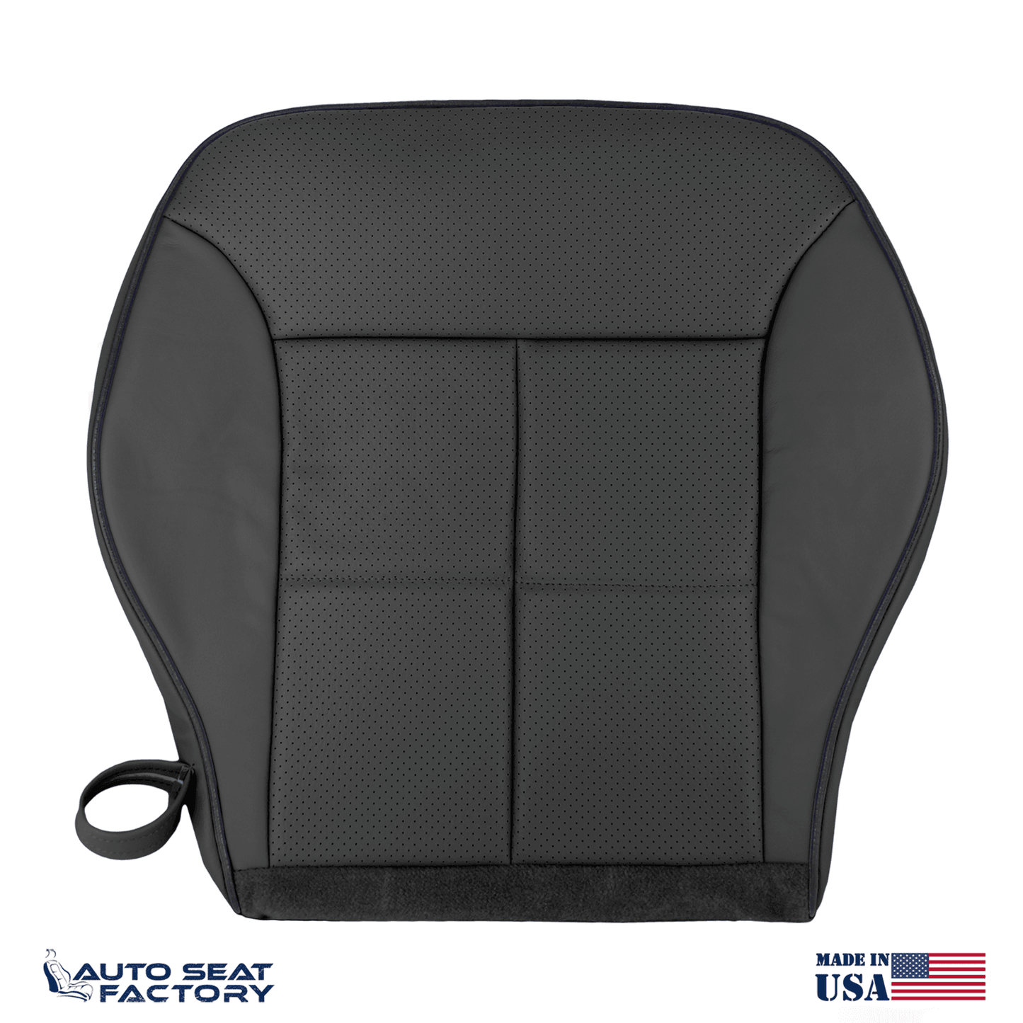 Fits 2007 - 2010 Lincoln MKX Perf FRONT Bottom Black Leather Seat Cover + Piping - OEM-Style Replacement Seat Cover