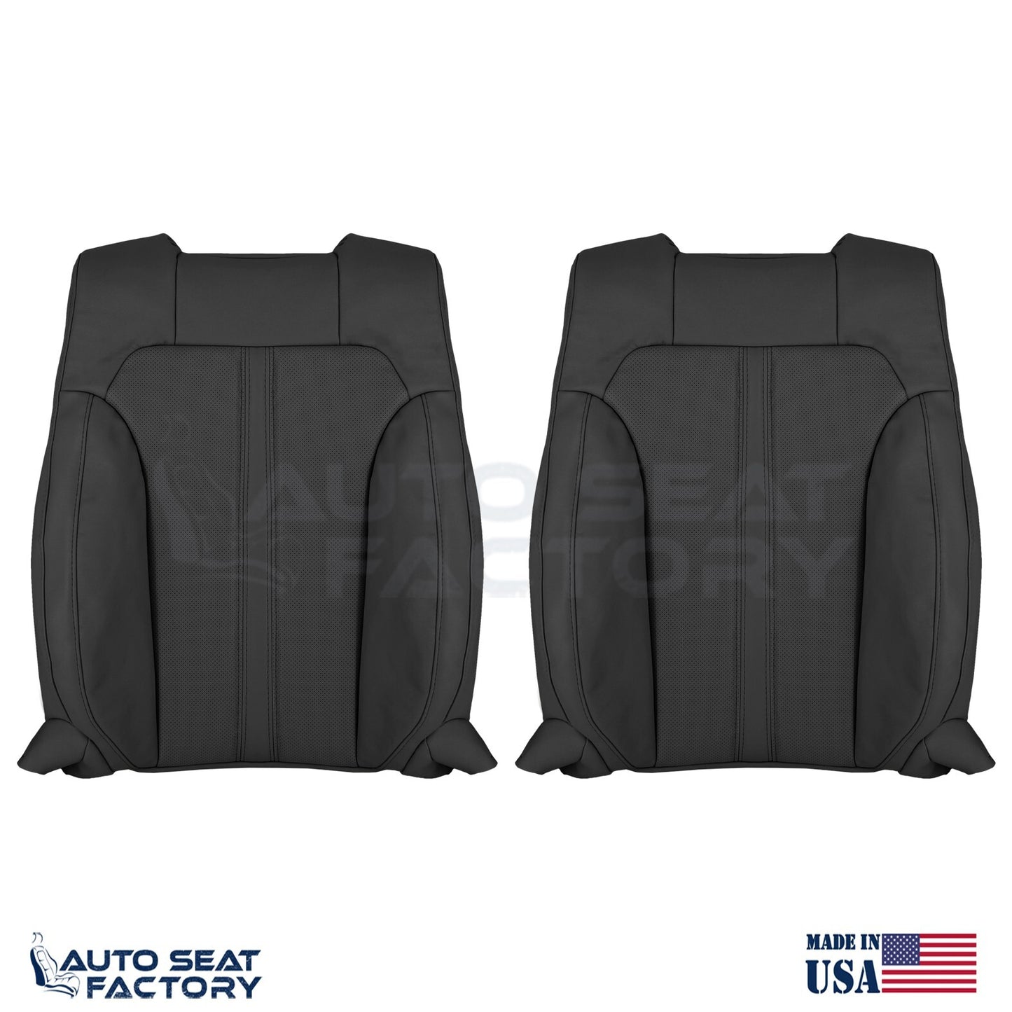 Fits 2009 - 2012 Lincoln MKS Front Top Black Vinyl Seat Covers, Perforated 2PC - OEM-Style Replacement Seat Cover