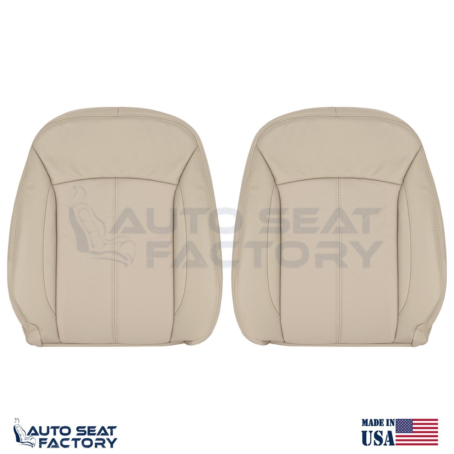 Fits 2010 - 2013 Buick LaCrosse Left & Right Top Tan Leather Seat Covers, Perf. - OEM-Style Replacement Seat Cover