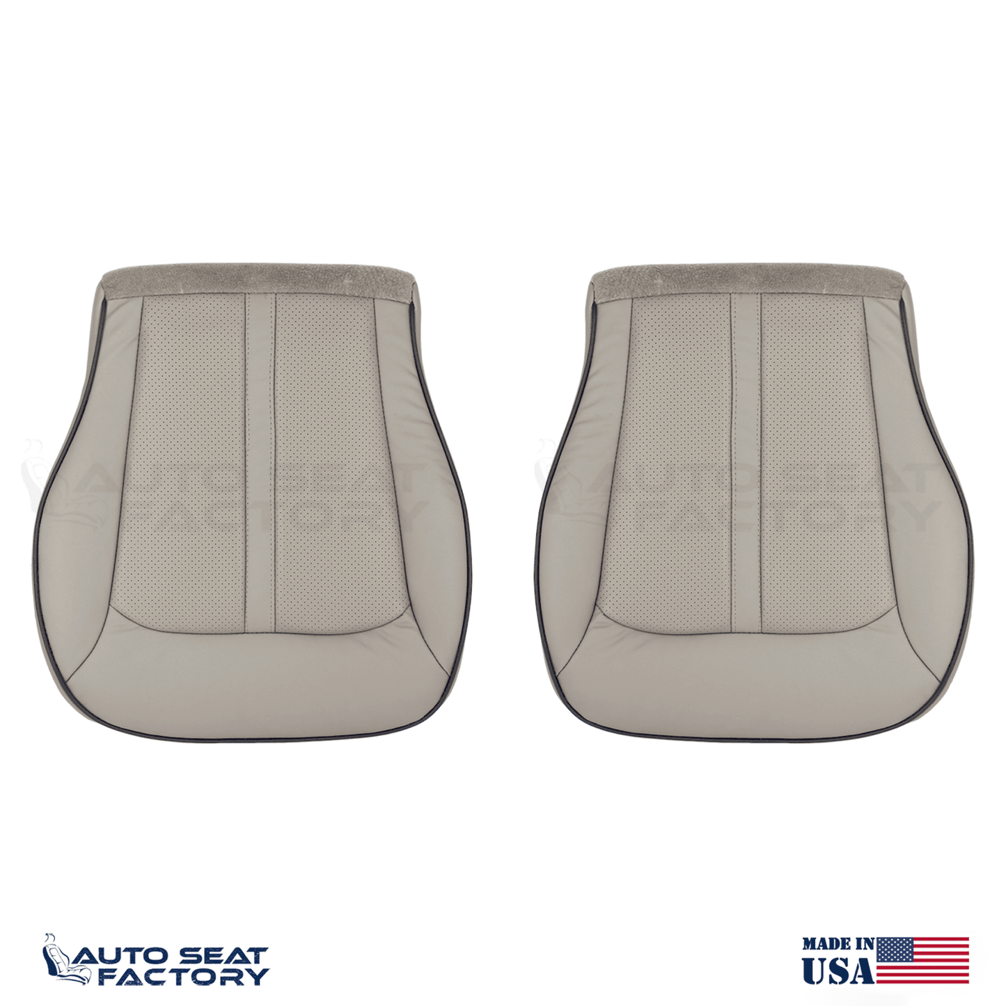 2011 -2015 Lincoln MKX Left & Right Bottom Gray Leather Seat Covers, Perforated - OEM-Style Replacement Seat Cover
