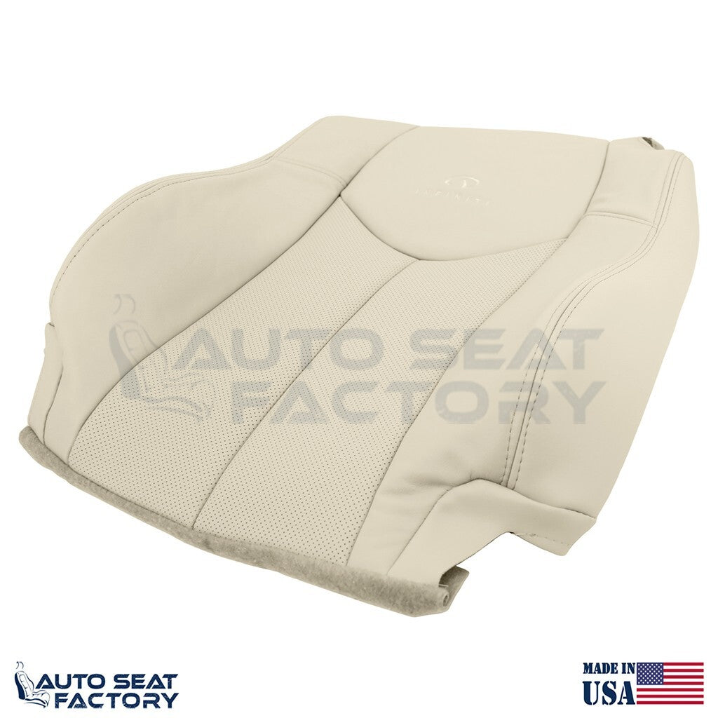 2009 - 2013 Fits Infiniti G37 Coupe Driver Top Bottom Tan Vinyl Seat Cover, Perf - OEM-Style Replacement Seat Cover