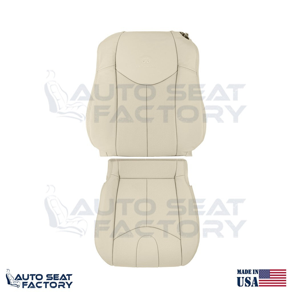 2009 - 2013 Fits Infiniti G37 Coupe Driver Top Bottom Tan Vinyl Seat Cover, Perf - OEM-Style Replacement Seat Cover