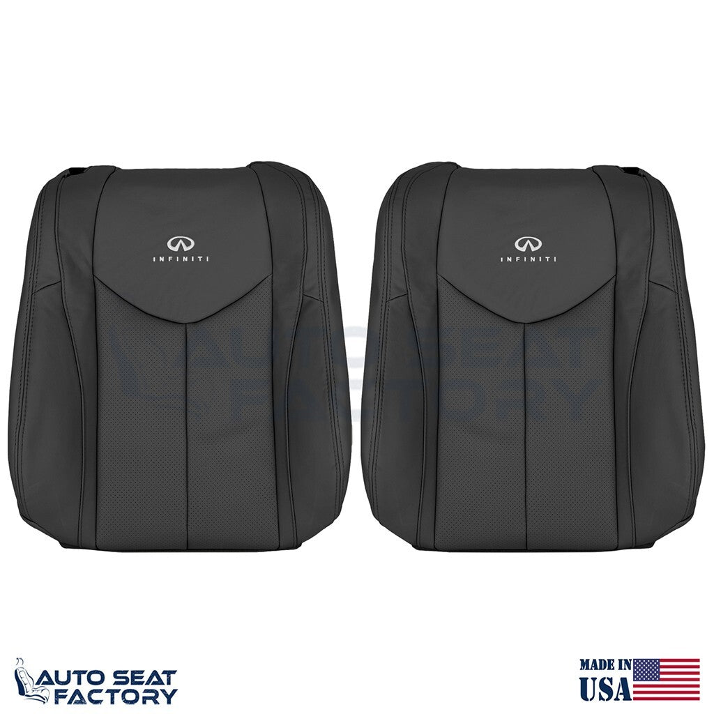 2009 - 2013 Fits Infiniti G37 CONVERTIBLE Left & Right Top Blk PERF Vinyl Covers - OEM-Style Replacement Seat Cover