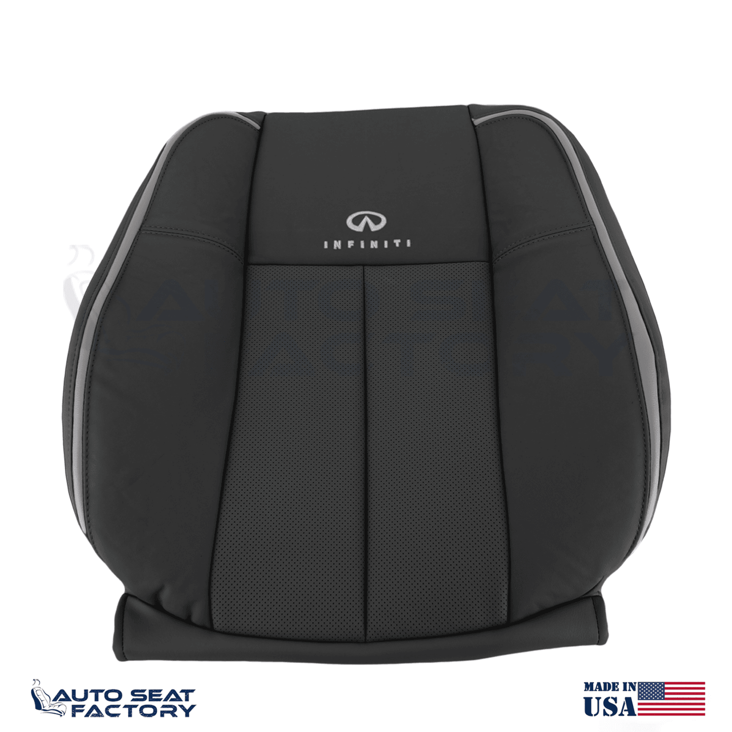 2006 - 2010 Fits Infiniti M45 M35 Left & Right Top Black Vinyl Seat Cover, Perf. - OEM-Style Replacement Seat Cover