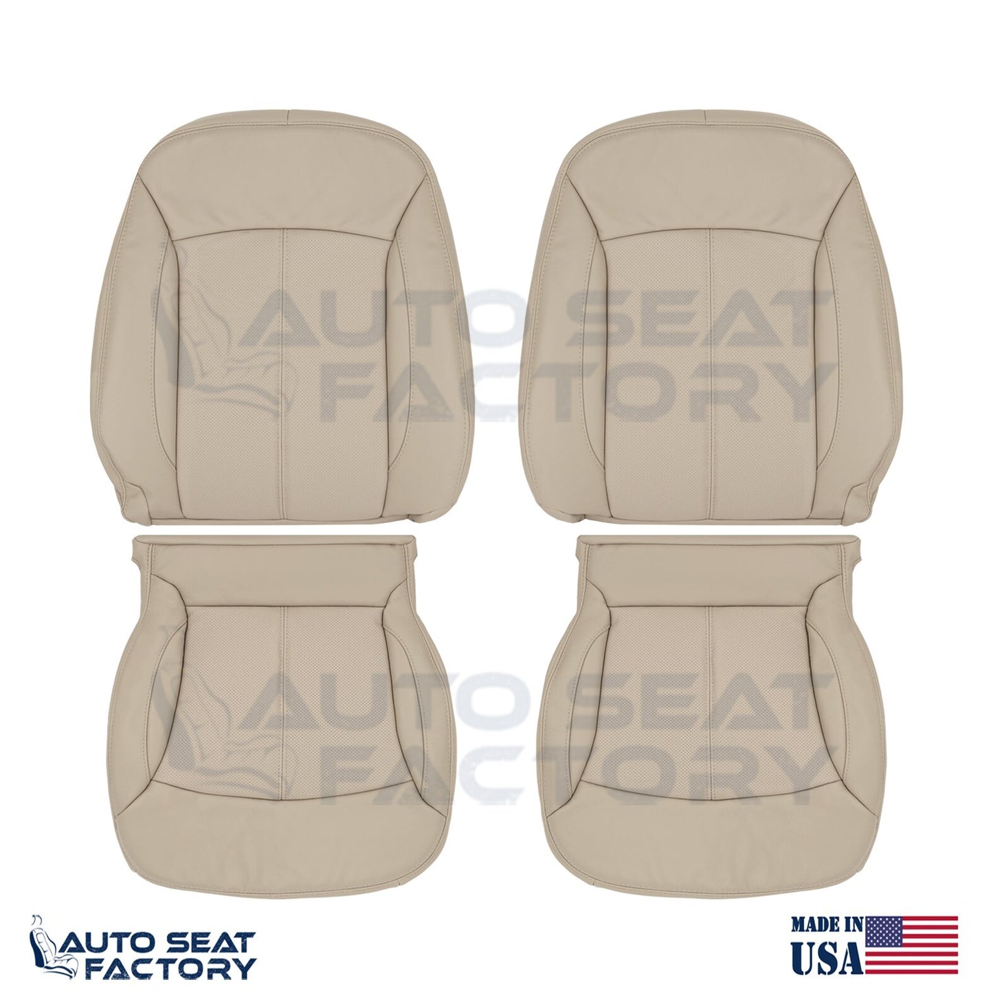 Fits 2010 - 2013 Buick LaCrosse Left & Right Tan Leather Seat Covers, PERFORATED - OEM-Style Replacement Seat Cover