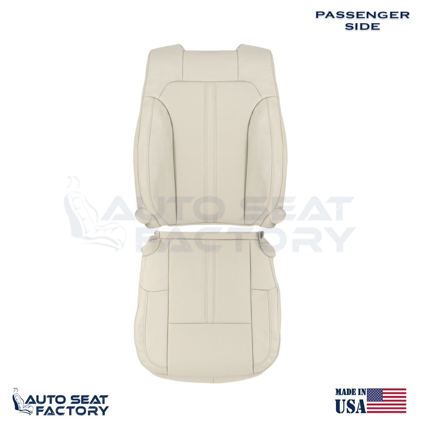 Fits 2009 - 2012 Lincoln MKS PASSENGER Lt Camel Vinyl Seat Cover, Perforated 2PC - OEM-Style Replacement Seat Cover