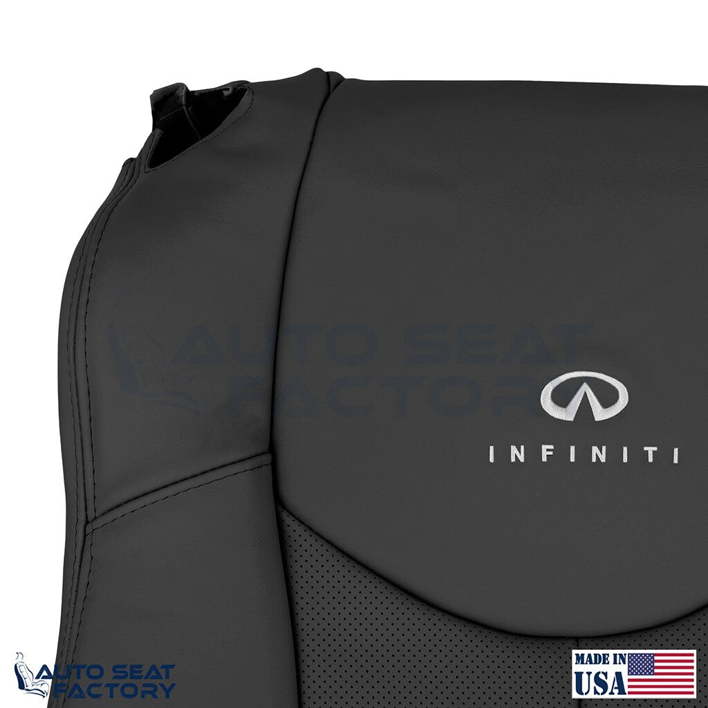 2009 - 2013 Fits Infiniti G37 Coupe Front RIGHT Black Vinyl Seat Covers, Perf. - OEM-Style Replacement Seat Cover