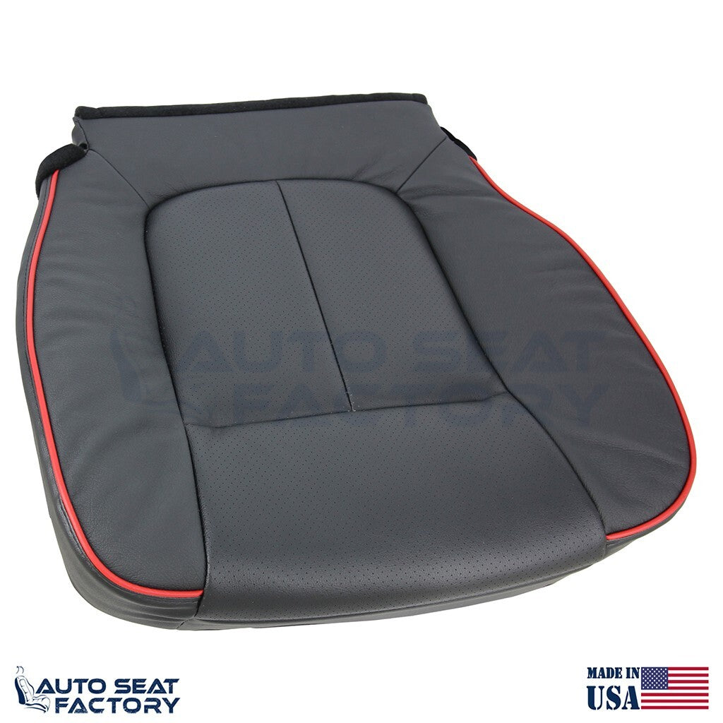 2011 - 2014 Ford F-150 PASSENGER Lower Perforated Black Seat Cover w/ Red Piping - OEM-Style Replacement Seat Cover