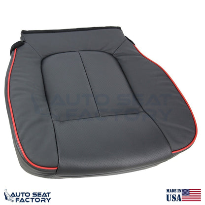 2011 - 2014 Ford F-150 PASSENGER Lower Perforated Black Seat Cover w/ Red Piping - OEM-Style Replacement Seat Cover