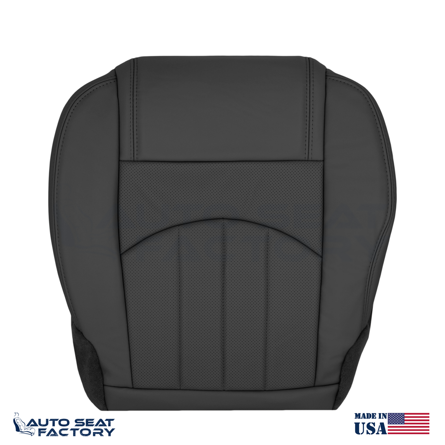 Fits 2013 - 2017 GMC Acadia Perforated Driver Bottom Black Vinyl Seat Cover - OEM-Style Replacement Seat Cover