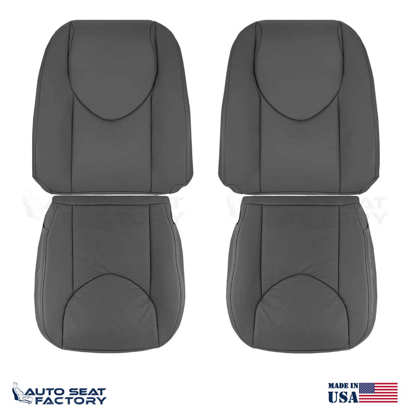 2006 - 2012 Fits Toyota RAV4 Front Left Right Black Leather Seat Covers, Perf. - OEM-Style Replacement Seat Cover